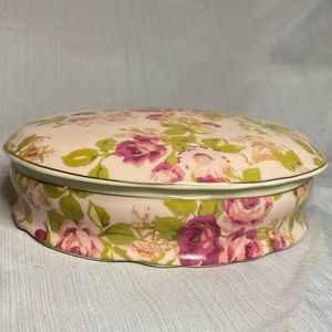 Vintage porcelain pink/red rose pattern dish.